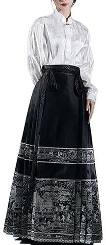 TOSHIKII Jupe Hanfu Chinoise Jupe Traditionnelle Visage de Cheval Jupe Longue Visage de Cheval Chinois Hanfu