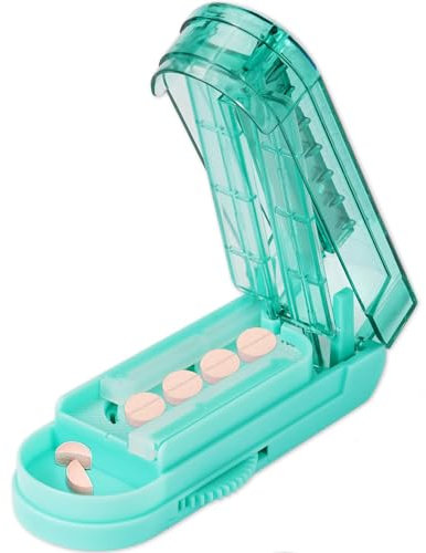 AQUASHIELDING Pillenschneider-Splitter für kleine und winzige Pillen, größere Pillen, Verstellbarer Pillenteiler schneidet präzise mehrere Pillen auf einmal, scharfe Klinge mit Sicherheitsschutz