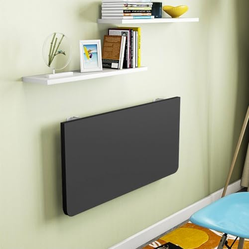 Supfine - Mesa de pared plegable de madera, mesa plegable con soportes, mesas de comedor, mesa plegable multifuncional, mesa de cocina (negro, 60 x 30 x 1,6 cm)