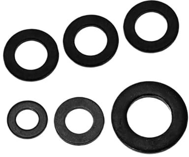HEXHUASR 5/50 Stück GB97 DIN125 Schwarze Unterlegscheibe aus Kohlenstoffstahl der Güteklasse 8.8 M2 M2.5 M3 M4 M5 M6 M8 M10 M12 M14 M16 M20 M22 M24 Flachdichtungspolster(25pcs M10)