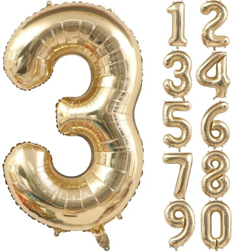 40 Zoll Gold Luftballon Zahlen 3 Hellgold Ballons 3 Champagner Gold Ballon 3. Geburtstag Deko Weißgold Folienballon Zahl 3 Riesenzahl Ballon 3 Party Hochzeit Kindergeburtstag Geburtstag (Nummer 3)