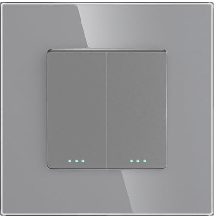 PULSAR Wechselschalter Glas Unterputz 1-Fach Grau, Wechsel Schalter Doppelt 10A 250V Serienschalter Wippschalter mit Glasrahmen