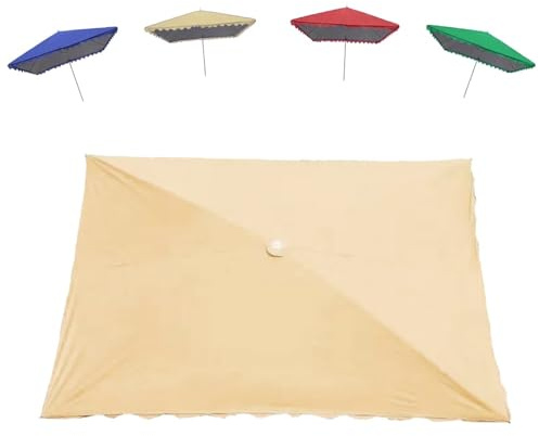 MACAGGTNTU Rechteckig Sonnenschirm Ersatzbezug 200x150cm 250x200cm 300x200cm Außenbereich Gartenschirm Ersatzabdeckung Für Terrasse Markt Strand Pool(Khaki,250x200cm/8'x6.5')