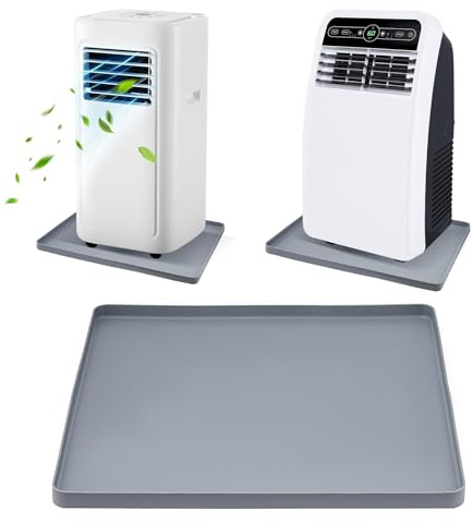 Portable AC Drip Pan, 20''x16'' Portable Air Conditioner Drip Pan, Prevent Water Leakage and Protect Floor & Carpet, Non-Slip Soft Silicone Mat with Raised Edge, for Under Portable AC Unit Drip Tray