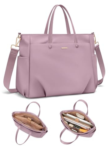 GOLF SUPAGS Borsa Tote per Laptop da 14 Pollici, Borsa a Tracolla per Computer Borsas da Lavoro Grande per Donna, Custodia per Laptop Borsas Elegante per Viaggi D'affari (Viola Rosato)