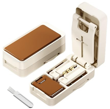 Portable Pill Cutter, 1/4 & 1/2 Pill Cutter for Small Large Pills, Cutting & Storage 2 in 1 Tablet Splitter Pill Dispenser, Adjustable & Cuts Multiple Tablets(Includes Cleaning Brush)
