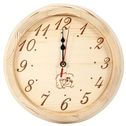 ZEPFJHE Multipurpose Round Wall Clock For Sauna Bedroom Kitchen Silents Without Ticking Wood Timekeepers Portable Accessory Sauna Time Wood Clock