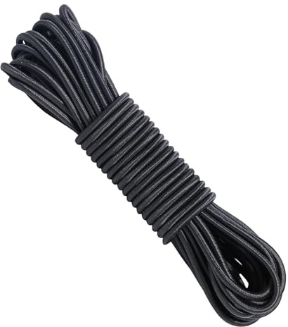 10m Elastische Gummikordel Schwarz 3mm Gummiband Nylonschnur Zelt | Dehnbar flexibel stark, praktische Laenge meter, Basteln Reparatur Haushalt, Rucksack Schaukel Sitz, reissfest belastbar