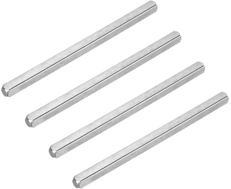 sourcing map 4Pcs Door Knob Spindle, 140mm x 8mm Spare Door Handle Spindle Bar, Vintage Straight Knob Replacement Parts for Mechanical Locks, Silver Tone