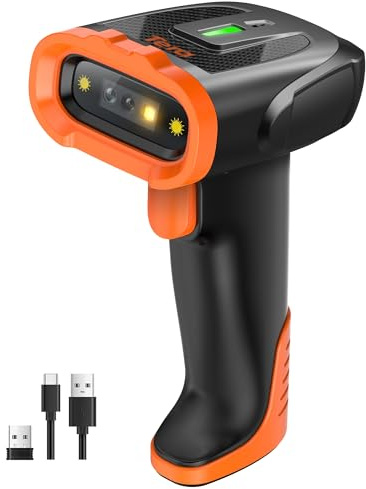 Tera Escáner de códigos de Barras 1D 2D QR con Bluetooth: batería de polímero de Litio 2200 mAh 2.4G inalámbrico y USB Cable escáner Manual CMOS Global Shutter para POS almacén Comercio Oficina D5300