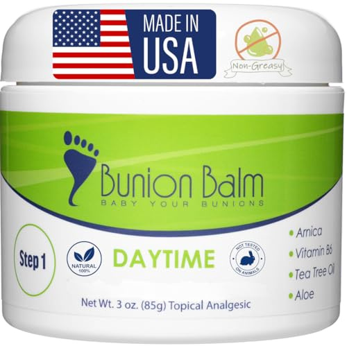 Bunion Balm Cream for Aching Bunions. Hallux Valgus Cream with Arnica Montana & Menthol Salve for Aches, Massage Lotion Crème for Throbbing Feet (Step 1 of a 2 Step Formulation)