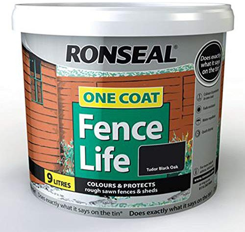 Ronseal 1 Coat Fence Life Colours and Protects 9 Litre (Tudor Black Oak)