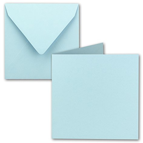 FarbenFroh by GUSTAV NEUSER - 25x Quadratische Falt-Karten - 15 x 15 cm - Hellblau - Nassklebung - für Grußkarten, Einladungen & mehr