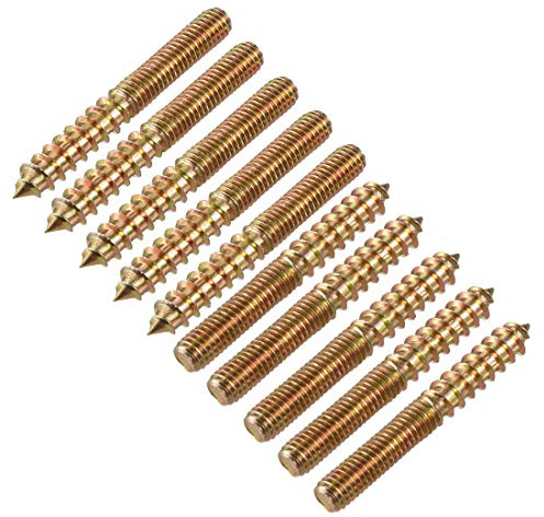 sourcing map Lot de 10 boulons de suspension M6 - Longueur : 50 mm - Vis autotaraudeuses à double tête - 6 mm - Pour pieds de meubles
