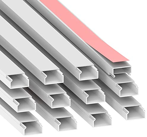 Habengut - Canaleta para Cables (autoadhesiva, 22 x 12 mm, PVC, 12 m de Largo), Color Blanco