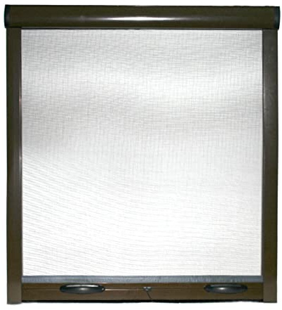 BRICOZONE Zanzariera a Rullo Avvolgibile Universale con Profilo Regolabile Riducibile in Alluminio per Finestra Porte Portafinestra Balconi con Frizione in Kit Fai da Te Colore Marrone 60 x 150 cm