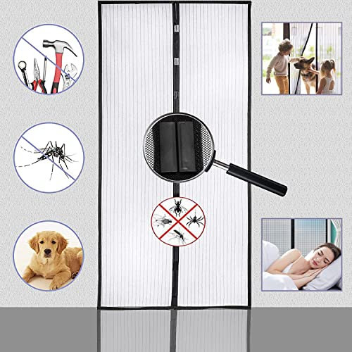 Voarge Magnet Fliegengitter Tür Insektenschutz 95x210cm, Der Magnetvorhang ist Ideal für die Balkontür, Kellertür und Terrassentür, Kinderleichte Klebemontage Ohne Bohren, Nicht Kürzbar (85X200)