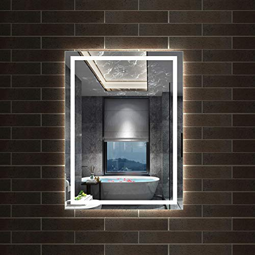 Aica Sanitär Wandspiegel 60×80cm Wandschalter Antibeschlag Badspiegel mit Beleuchtung Lichtspiegel Badezimmerspiegel IP44 Kaltweiß energiesparend