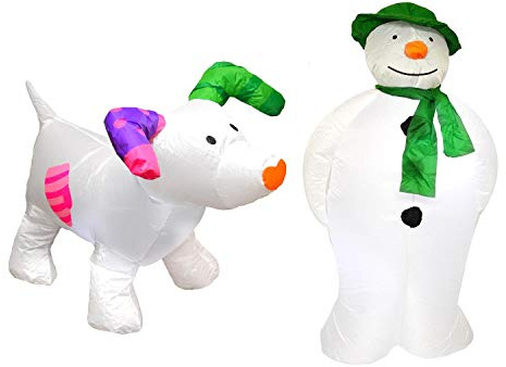 YöL The Snowman The Snowdog Inflatable Figure Set Air Blown LED Garden Decoration Large