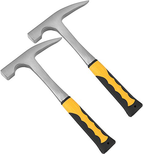 ZOENHOU 2 PCS 32 oz Rock Pick Hammer with Pointed Tip, Geological Tools Rock Hammer Brick Hammer with 12 Inch Shock Reduction Skid Handle
