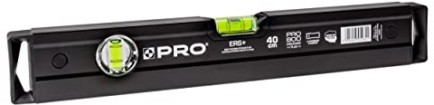 PRO800 Livella a Bolla 40cm fresata su un lato con Profilo Ergonomico - ERS+ (Easy Reading System) Livella bolla e precisa con tappi di chiusura antiurto - Colore Nero