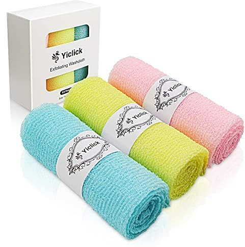 Yiclick Peeling Waschlappen,Rückenschrubber Rückenbürste, Luffa Schwamm, Duschschwamm, Peeling Schwamm, Badeschwamm Duschschwamm, Peelinghandschuh, Body Scrubber Loofah Sponge