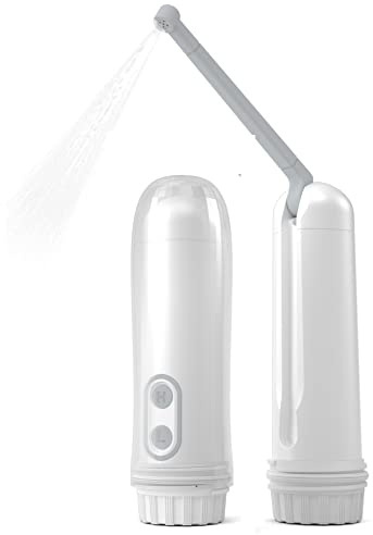 Bulipu Portable Bidet Sprayer Handheld Electric Mini Bidet Sprayer with Detachable Nozzle 140ml Capacity 180 Degree Rotation for Travel Toilet Hygiene White