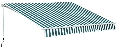 Outsunny Tenda da Sole per Esterno con Manovella 295x250cm Verde e Bianco