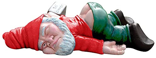 Statuettes de nain ivre amusant en résine - 15 cm - Cadeau fantaisie pour extérieur, intérieur, terrasse, cour, pelouse, porche - Rouge