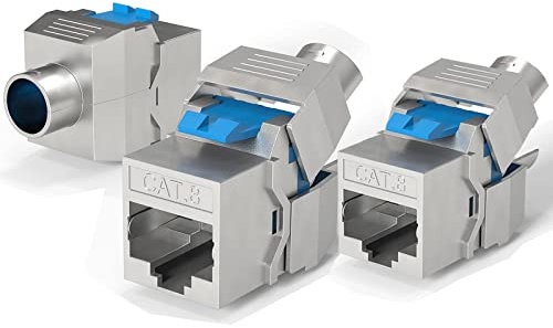 HASA zone Cat 8 Keystone Jack Modulo, 3 x Connettore RJ45 Cat 8 Presa 40Gbits 2000MHz RJ45 Accoppiatore Completamente Schermato per Pannello Patch, Cavo di Installazione