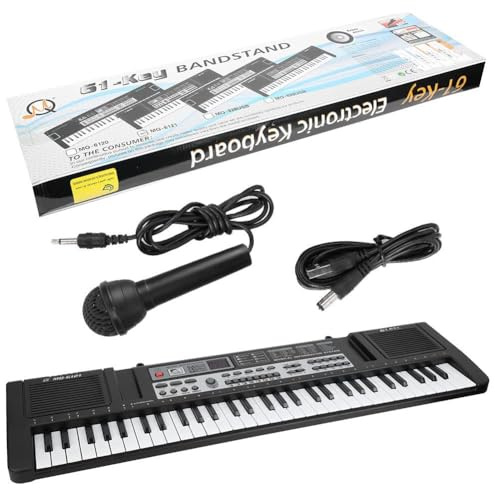 61 Tasti Tastiera, Tastiera Pianoforte Tastiera Elettronica Pianoforte Pianoforte Elettrico con Microfono per Principianti Ragazzi Ragazze