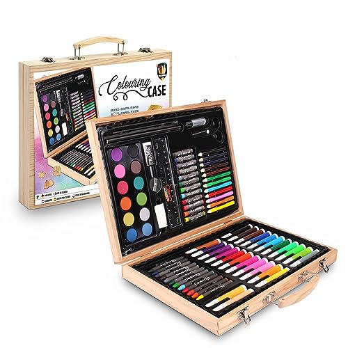 Grafix Maletín Pinturas para Niños| Juego de 86 Piezas | Lápices de colores, Rotuladores, Ceras, Crayon, Acuarelas y más | Conjunto de Dibujo Artistico | Estuche pinturas y rotuladores |
