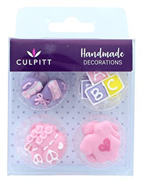 Pink ABC Baby Girl - Decoraciones para tartas de azúcar (12 unidades)