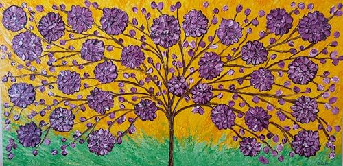 DORON ARTE QUADRO MODERNO ASTRATTO DIPINTO A MANO TELAIO GALLERY BORDI DIPINTI - ALBERO DELLA VITA - 1 metro x50x4 cm -RIF32