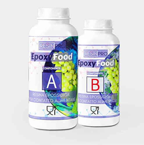 RESINE EPOXY EPOXYFOOD POUR CONTACT ALIMENTAIRE-3,1 kg: Idéal pour les tables, plateaux, assiettes et sous-verres - Gants gratuits - 100% Made in Italy