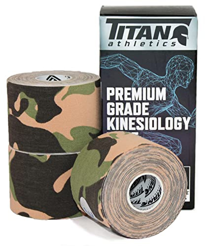 Titan Athletics - 3 Rolls I Kinesiology Tape (2 in x 16.4 ft per roll) I Premium Quality I Ideal Support for Joints and Muscles (Stretchable, Breathable & Hypoallergenic) (3 Pack, Camo)