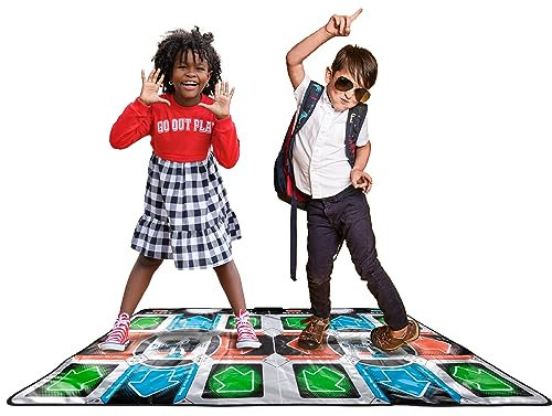 Tanzmatte (2 Spieler) für TV, Plug-and-Play, 9 Retro-Spiele, 110 Songs, 3 Schwierigkeitsstufen, Spaß für Kinder und Erwachsene, für Mädchen, Jungen und Erwachsene – ThumbsUp!