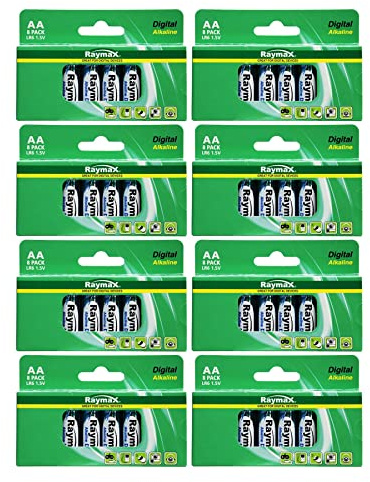 Digital Alkaline AA LR6 1.5V Batteries 8 x 8 Packs = 64 Batteries