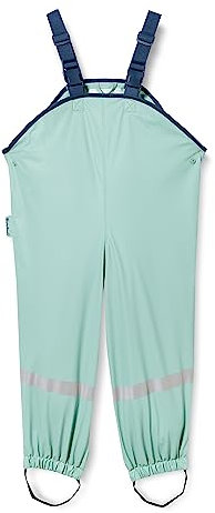 Playshoes Pantaloni fango, salopette antipioggia, fodera in pile, Pantaloni antipioggia antivento e impermeabili Unisex - Bambini e ragazzi, verde pastello, 86