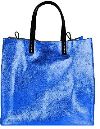 FrasiBags Einkaufstasche für Damen aus echtem Metallic-Leder, Einkaufstasche für Damen, aus metallisiertem Leder, hergestellt in Italien