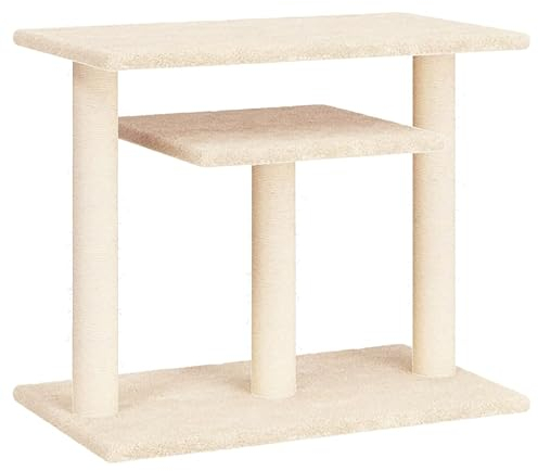 vidaXL Kratzbaum, Katzenbaum mit Plattformen Kratzsäulen, Katzenkratzbaum Kletterbaum mit weichem Plüsch, Kletterturm Katzenmöbel, Creme