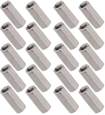 Sechskant-Überwurfmutter M5, Edelstahl 304, Silber, 20 Stück, Rostfrei, M5 x 0,8-8-L20mm