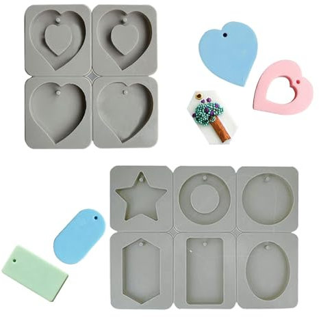 Niaciswe Moule Savon avec Trou de Suspension 2 Pièces Moules à Savon Carrés en Silicone Moule en Silicone avec Trou de Suspension Moule Rectangulaire Silicone à 6 Cavités Moules à Savon pour DIY