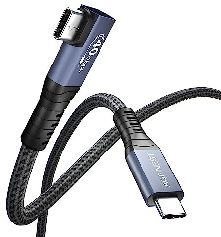 Cavo USB 4, Cavo Thunderbolt 4 ad Angolo Retto, Supporta il Trasferimento Dei Dati a 40Gbps / Ricarica Veloce a 100W / Video 8K@60Hz Compatibile con Tutti i Dispositivi USB C (Angolo Retto, 2M)