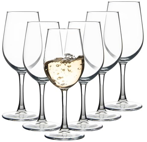 Wine Glasses Set of 6, 12oz Red/White Wine Glass Set, Clear Stemmed Wine Glasses Fit for Wine Tasting, Wedding, Birthday and Home