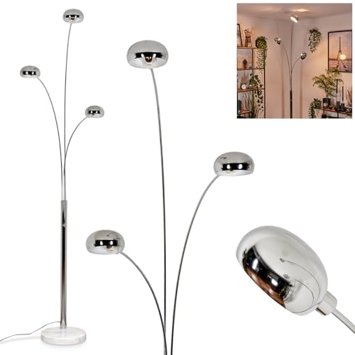 Stehleuchte Nikkala, Stehlampe aus Metall/Glas in Chromfarben/Weiß, Leuchte im modernen Design, verstellbare Schirme, An-/Ausschalter am Gehäuse, Höhe 240 cm, 3 x E14, ohne Leuchtmitte