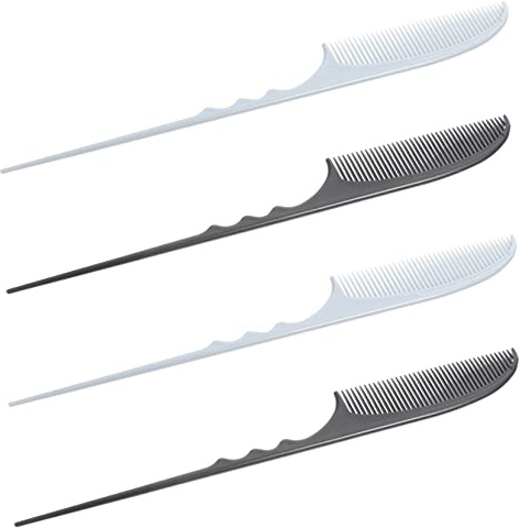 DOITOOL Set Da 4 Pettini a Coda Di Spillo Antistatici Per Chioma Neri, Professionali Per Cotonare, Dividere e Tagliare Chioma Fini, Ricci e Corti, Strumenti Da Styling Per Parrucchieri e Uso Domestico
