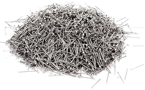 Reißnagel, Kopfstifte & Stecknadeln mit 13mm Kopf für Bastelarbeiten, Näharbeiten, und DIX Projekte (9000x) Silber