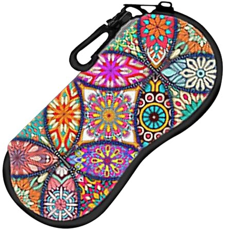 DAZZLUXE funda impresa para gafas, funda para gafas de sol, bolso portátil, estuche de moda, adecuado para viajes y negocios (17,9 x 8,5 cm), carbón, Talla única