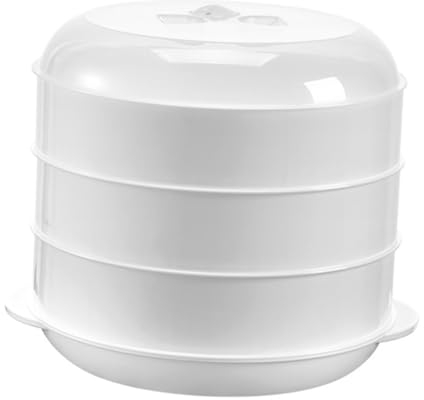 GRIRIW Vaporiera Per Microonde a 3 Strati in Polipropilene Coperchio, Pentola a Vapore Per Verdure e Cottura Alimenti, Maniglie Integrate Per Uso Quotidiano in Cucina